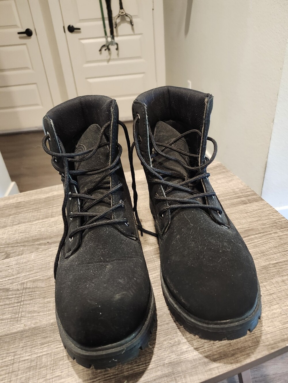 Lugz Boots Womens 12 M Convoy Work Black Suede Ankle Top Round Toe Lace Up